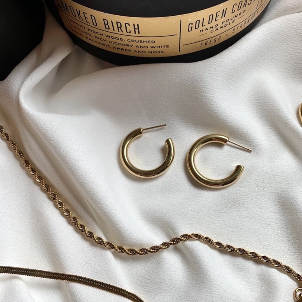 18K Gold Hoop Earrings 25mm